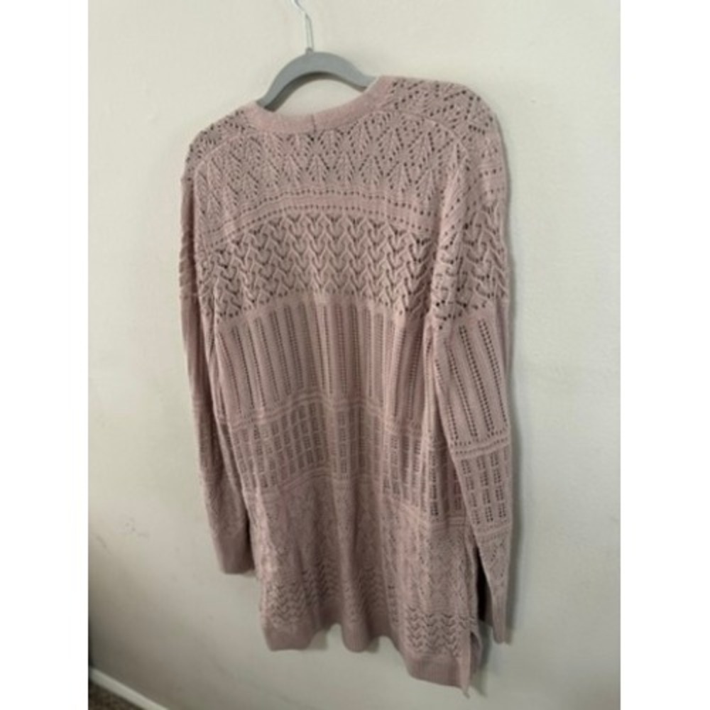 SO Goods For Life Mauve Pink Pointelle Knit Open Front Cardigan Sweater XL - Picture 5 of 5